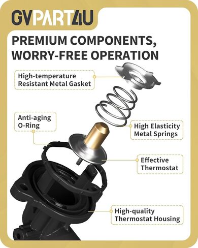 Engine Coolant Thermostat Housing Assembly - Compatible with Dodge Durango 2011-2015, Jeep Grand Cherokee 2012-2015, Wrangler 2012-2017, V6 3.6L, Replace 902-852 5184651AH in Kuwait