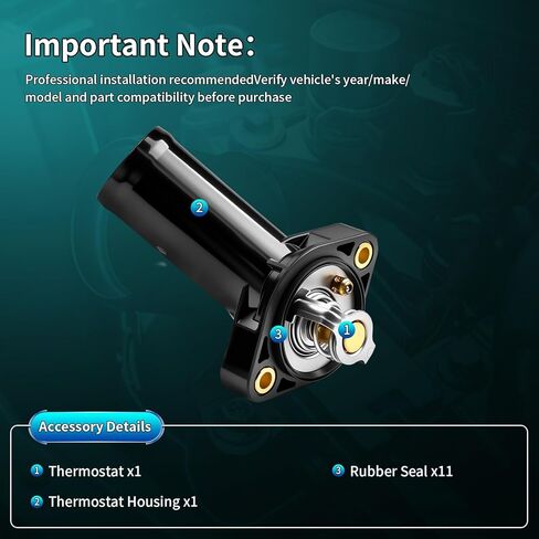 Engine Coolant Thermostat Housing Assembly Compatible With Jeep Wrangler JK 2007-2011 3.8L V6 - Replaces 4666149AA, 902-3038, CO34826, 85357, CH5357 in Kuwait