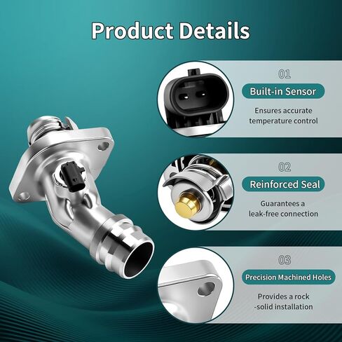Upgraded Aluminium Engine Coolant Thermostat Housing Assembly Fits Hyundai Elantra 2017-2020, Kona 2018-2021, Veloster 2019-2021, Kia Seltos 2021, Soul 2020-2021- Replaces 25500-2E085, 902-5210 in Kuwait