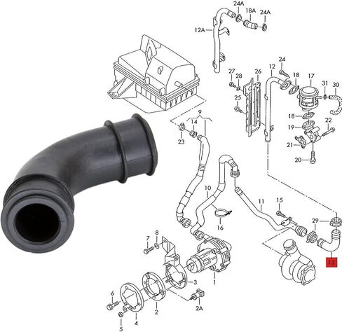 Elbow Hose Air Pump Hose Connect Pipe 058133785B Compatible With Audi 1999-2008 A4 Quattro A6 S6 in Kuwait