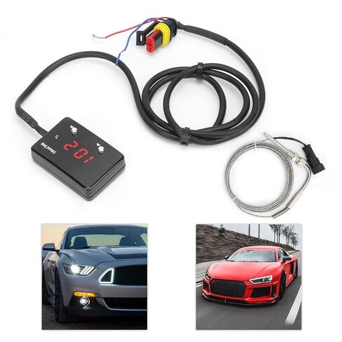 مقياس درجة حرارة الغاز Cryfokt، شاشة رقمية LED حمراء مقاومة للماء IP65 مع مستوى تحذير قابل للتعديل وموصل مقاوم للماء، للتركيب العالمي للمركبة 12 فولت تيار مستمر in Kuwait