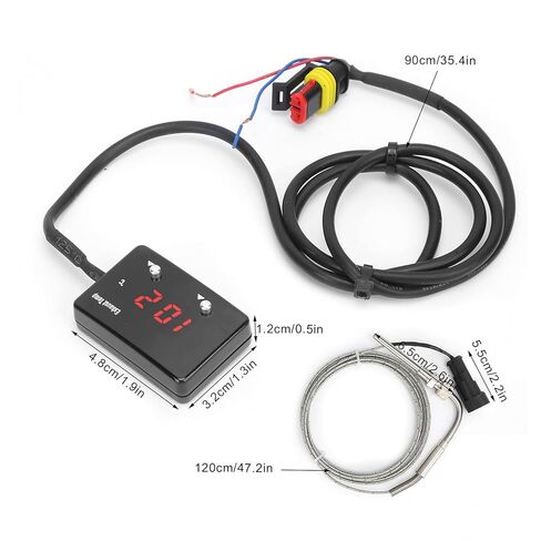 مقياس درجة حرارة الغاز Cryfokt، شاشة رقمية LED حمراء مقاومة للماء IP65 مع مستوى تحذير قابل للتعديل وموصل مقاوم للماء، للتركيب العالمي للمركبة 12 فولت تيار مستمر in Kuwait