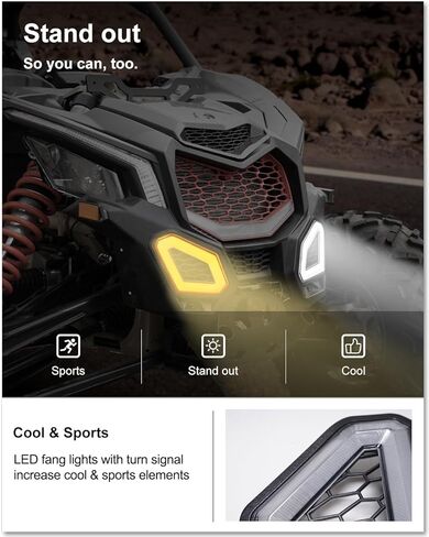 مصابيح كيوي ماستر فانغ لملحقات 2017-2026 Can-Am Maverick X3/ Max، مصابيح LED الأمامية المميزة، مصابيح إشارة الانعطاف، زوج in Kuwait
