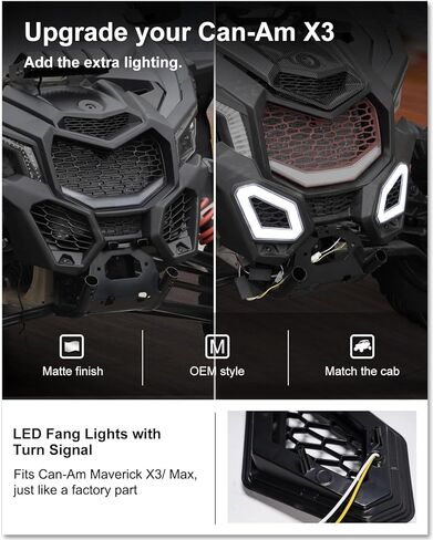 مصابيح كيوي ماستر فانغ لملحقات 2017-2026 Can-Am Maverick X3/ Max، مصابيح LED الأمامية المميزة، مصابيح إشارة الانعطاف، زوج in Kuwait