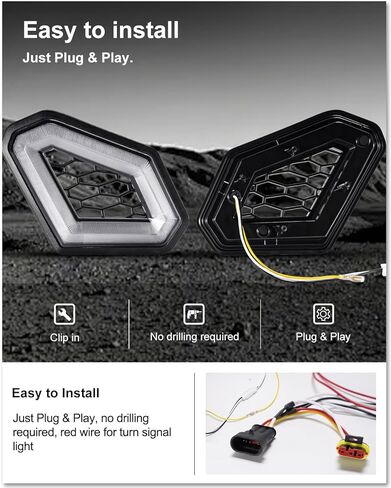 مصابيح كيوي ماستر فانغ لملحقات 2017-2026 Can-Am Maverick X3/ Max، مصابيح LED الأمامية المميزة، مصابيح إشارة الانعطاف، زوج in Kuwait