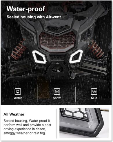 مصابيح كيوي ماستر فانغ لملحقات 2017-2026 Can-Am Maverick X3/ Max، مصابيح LED الأمامية المميزة، مصابيح إشارة الانعطاف، زوج in Kuwait