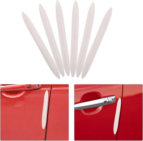 SOLUSTRE 6pcs White Car Door Edge Protectors Invisible Anti-Collision Strips Waterproof Vehicle Side Bumper Guards Adhesive Trim for Front and Rear Doors Automotive Exterior Accessories in Kuwait