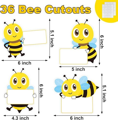 36 Pcs Bees Name Cutouts Bee Nameplates Bees Bulletin Board Cutout Bee Accents Greeting Name Tags Labels for Teacher Back to School Classroom Decoration Party Decor in Kuwait