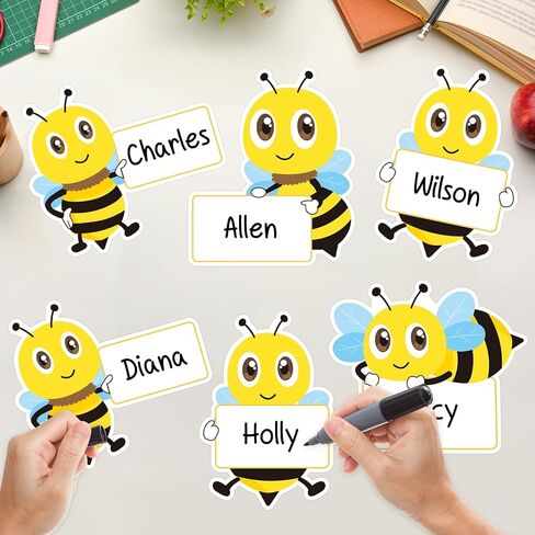 36 Pcs Bees Name Cutouts Bee Nameplates Bees Bulletin Board Cutout Bee Accents Greeting Name Tags Labels for Teacher Back to School Classroom Decoration Party Decor in Kuwait