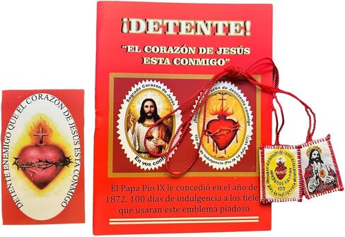 Detente El Corazón de Jesús Está Conmigo | حماية القلب المقدس الكاثوليكي | هدية الإيمان المسيحي | مباركة البيت الديني (كتاب + كتفي + بطاقة) in Kuwait