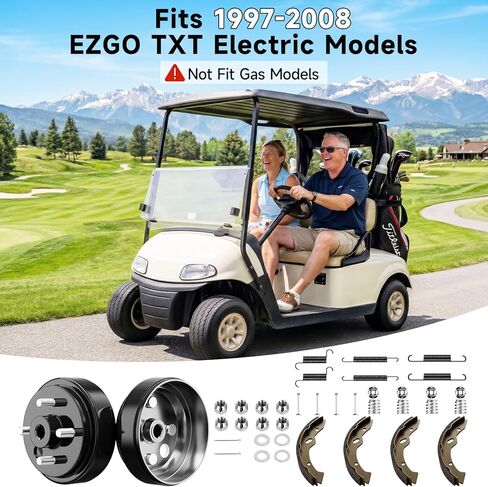 مجموعة صيانة طبلة الفرامل الخلفية لعربة الجولف لـ EZGO TXT PDS 1997-UP الكهربائية، طقم إصلاح الفرامل مع براميل المحور، أحذية الفرامل ومجموعة الزنبرك، استبدل OEM 19186G1 70794G01 70795G01 27943G01 (ليس للغاز) in Kuwait