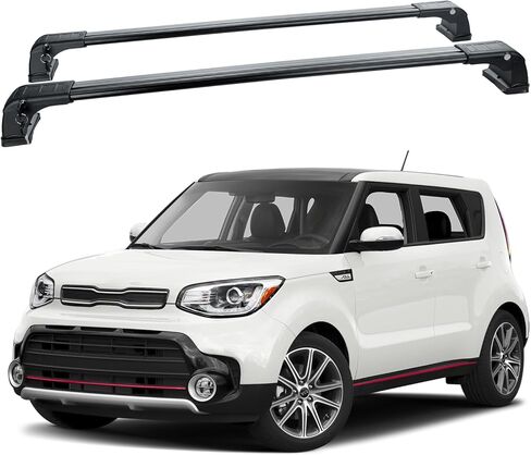 قضبان متقاطعة لحامل السقف بوزن 165 رطلًا متوافقة مع KIA Soul 2014 2015 2016 2017 2018 2019، قضبان متقاطعة من الألومنيوم شديدة التحمل وقضبان شحن على الجليد وأمتعة ودراجات الكاياك in Kuwait