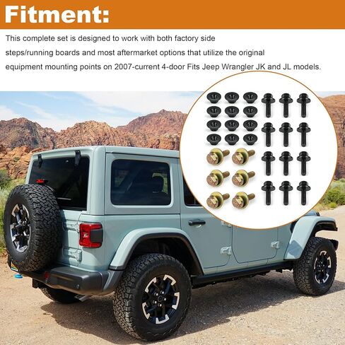Fits Jeep Wrangler JK JL 07-25 Side Step/Running Board Bolts Hardware (4 Door) - 6104725AA, 6105103AA in Kuwait