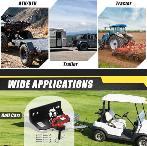 Zero Turn Lawn Mower Hitch with 2" Hitch Ball 6000 LBS, Heavy Duty Bolt-On Trailer Hitch, Universal Fits 2" Coupler, Magnetic Pin Included for Tractor, Trailer Cart, ATV, UTV in Kuwait