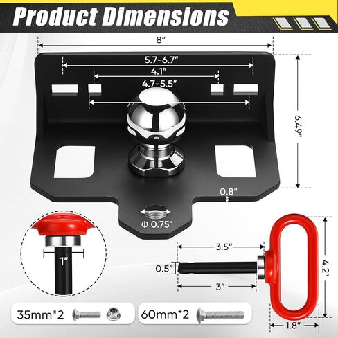 Zero Turn Lawn Mower Hitch with 2" Hitch Ball 6000 LBS, Heavy Duty Bolt-On Trailer Hitch, Universal Fits 2" Coupler, Magnetic Pin Included for Tractor, Trailer Cart, ATV, UTV in Kuwait