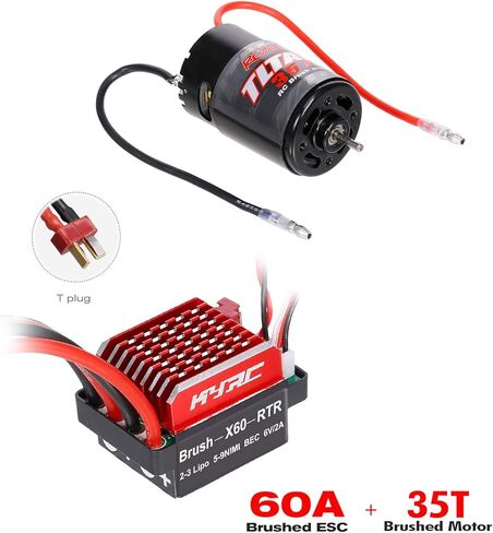 GoolRC 550 35T Brushed Motor with 60A Brushed ESC Electric Speed Controller (T Male Plug) Replacement for 1/10 Axial SCX10 RC4WD D90 Crawler Climbing Tamiya Tractor Truck Trailer RC Car in Kuwait