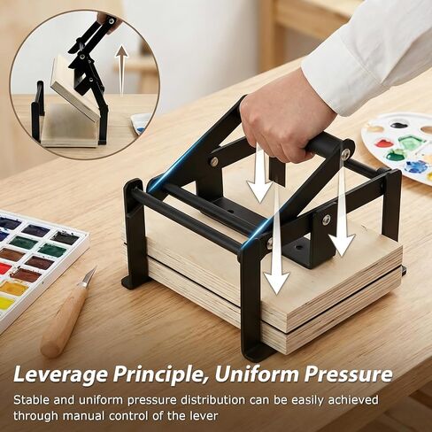 آلة ضغط رافعة يدوية للطباعة Linocut، آلة ضغط Linocut مقاس A5، مع بكرة مطاطية ووسادة لباد، مناسبة لطباعة Linocut، طباعة قطع خشبية، طباعة الحروف، المطاط، الورق المقوى، طباعة الفلين in Kuwait