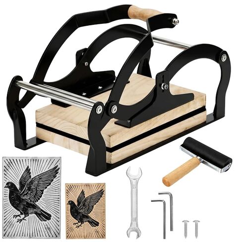 A3 Manual Lever Linocut Printing Press, Suitable for 25mm Thick Blocks, Even Pressure on Large Format, Reinforced Structure,Linocut Press Machine Design Includes Felt Pad & Rubber Roller in Kuwait