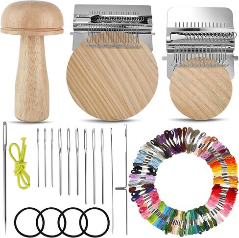 Darning Mini Loom Kits Darning Mushroom Set Knit Patch Loom Kit Speedweave Darning Loom with 100 Colors Thread for Handcraft DIY Weaving Repair Tool in Kuwait