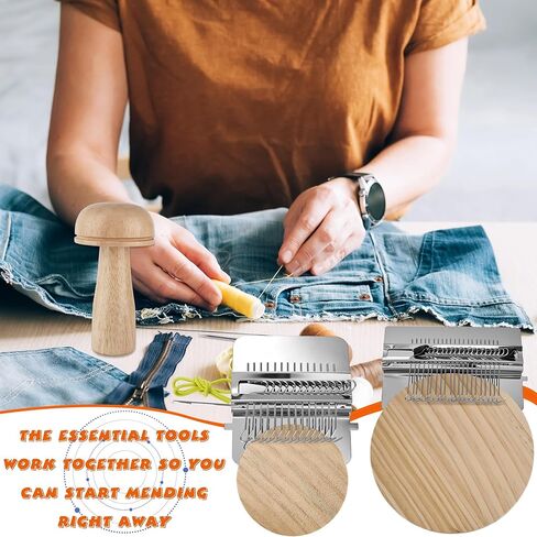 Darning Mini Loom Kits Darning Mushroom Set Knit Patch Loom Kit Speedweave Darning Loom with 100 Colors Thread for Handcraft DIY Weaving Repair Tool in Kuwait