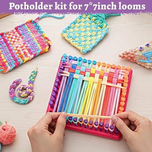 MySHUCE 800 PCS Weaving Loom Loops 7-Inch Durable Nylon DIY Crafts Kit Elastic Bracelet Pot Holder Loom Refills Basket Weaving Kit for DIY Craft in Kuwait