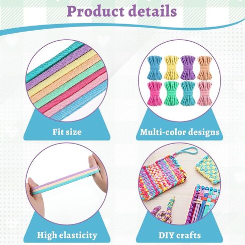 MySHUCE 800 PCS Weaving Loom Loops 7-Inch Durable Nylon DIY Crafts Kit Elastic Bracelet Pot Holder Loom Refills Basket Weaving Kit for DIY Craft in Kuwait