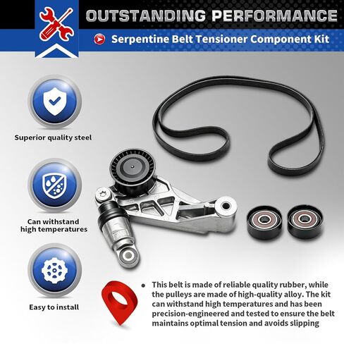 Serpentine Belt Tensioner Component Kit Compatible with Wrangler 2012-2018 3.6L Replace 90K-39415 36816 39415 4627038AAKIT Drive Belt Pulley and Tensioner in Kuwait