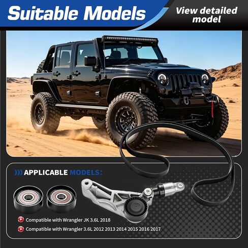 Serpentine Belt Tensioner Component Kit Compatible with Wrangler 2012-2018 3.6L Replace 90K-39415 36816 39415 4627038AAKIT Drive Belt Pulley and Tensioner in Kuwait