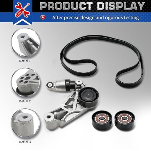 Serpentine Belt Tensioner Component Kit Compatible with Wrangler 2012-2018 3.6L Replace 90K-39415 36816 39415 4627038AAKIT Drive Belt Pulley and Tensioner in Kuwait