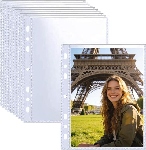 30 حزمة من أوراق غلاف البطاقات 5x7، 6/3 حلقات A5، جيب واحد فائق الوضوح مزدوج الجوانب، تحميل علوي، أكمام بلاستيكية شفافة لبطاقة الصور in Kuwait