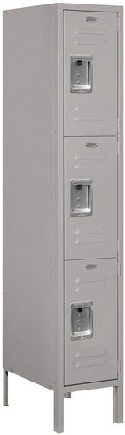 Salsbury Industries 63158GY-U ثلاثية الطبقة بعرض 12 بوصة وارتفاع 5 أقدام وخزانة معدنية قياسية غير مجمعة بعمق 18 بوصة، رمادية in Kuwait