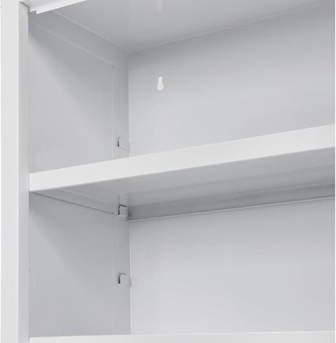 Global Industrial Clear View Wall Storage Cabinet with Locking Recessed Handle, 2 Adjustable Shelves, Steel Construction, 18" W x 12" D x 26" H, Assembled, Off White in Kuwait