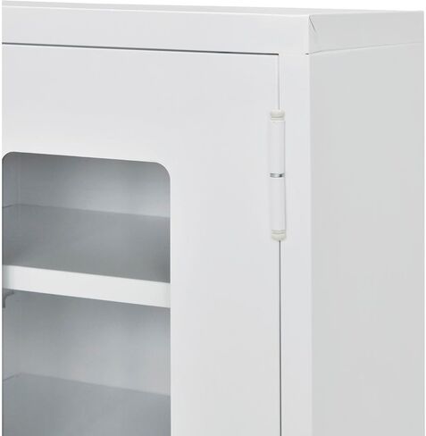 Global Industrial Clear View Wall Storage Cabinet with Locking Recessed Handle, 2 Adjustable Shelves, Steel Construction, 18" W x 12" D x 26" H, Assembled, Off White in Kuwait