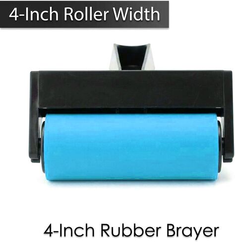 QWORK 4 Inch Rubber Brayer Roller for Printmaking and Crafts, Reusable Latex Free Ink Roller for Gel Printing Scrapbooking Cardmaking and DIY Projects in Kuwait
