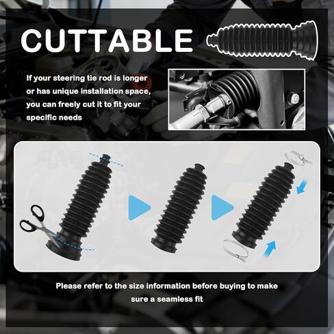 2PCS Car Inner Tie Rod Boot Upgraded Thickened Silicone,Large Caliber Car Rack and Pinion Boot Kit with Clamps/Ties,Universal Cars Steering Rack Boots Kit for Dust Protecion in Kuwait