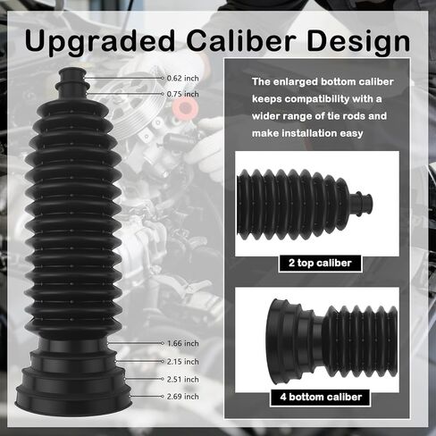 2PCS Car Inner Tie Rod Boot Upgraded Thickened Silicone,Large Caliber Car Rack and Pinion Boot Kit with Clamps/Ties,Universal Cars Steering Rack Boots Kit for Dust Protecion in Kuwait