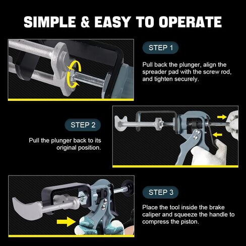 BARTOO 25750 Dual Piston Brake Caliper Compressor Brake Caliper Piston Tool with 2 Caliper Hooks for Most Cars Trucks, Disc Brake Pad Separator Tool Brake Pad Replacement in Kuwait