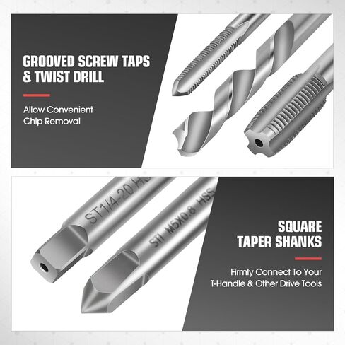 DNA MOTORING 261pcs Thread Repair Tool Kit, Metric SAE Heli Coil Thread Repair Kit HSS Drill Bits Inserts Taps, Rethreading Tools in 1/4" 5/16" 3/8" 7/16" 1/2" M5 M6 M8 M10 M12 Sizes, TOOLS-00716 in Kuwait