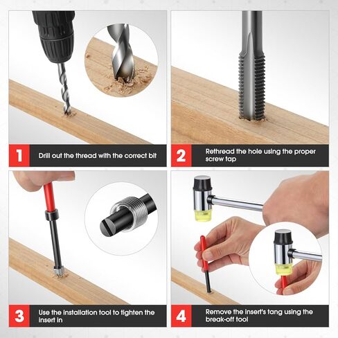 DNA MOTORING 261pcs Thread Repair Tool Kit, Metric SAE Heli Coil Thread Repair Kit HSS Drill Bits Inserts Taps, Rethreading Tools in 1/4" 5/16" 3/8" 7/16" 1/2" M5 M6 M8 M10 M12 Sizes, TOOLS-00716 in Kuwait