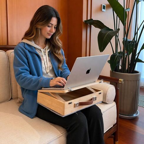 مكتب كمبيوتر محمول مع وسادة، حامل كتب JZDF للقراءة مع مساحة تخزين، مكتب كمبيوتر محمول للأريكة، حامل كتب الطبخ، وسادة كمبيوتر محمول، حامل كمبيوتر محمول قابل للتحويل وحامل للقراءة in Kuwait