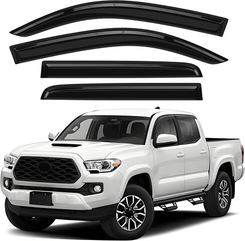 Window Rain Guards Compatible with Toyota Tacoma 2016-2023 Double Cab, 4PCS Outside Tape-On Mount Vent Deflectors Visors Accessories (Fit for Tacoma 2016-2023 Double Cab) in Kuwait