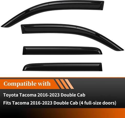 Window Rain Guards Compatible with Toyota Tacoma 2016-2023 Double Cab, 4PCS Outside Tape-On Mount Vent Deflectors Visors Accessories (Fit for Tacoma 2016-2023 Double Cab) in Kuwait