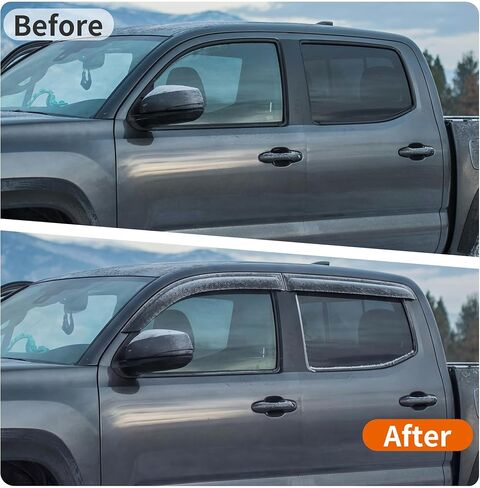 Window Rain Guards Compatible with Toyota Tacoma 2016-2023 Double Cab, 4PCS Outside Tape-On Mount Vent Deflectors Visors Accessories (Fit for Tacoma 2016-2023 Double Cab) in Kuwait