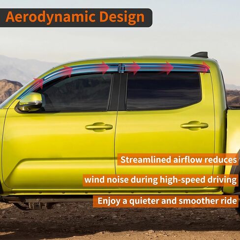 Window Rain Guards Compatible with Toyota Tacoma 2016-2023 Double Cab, 4PCS Outside Tape-On Mount Vent Deflectors Visors Accessories (Fit for Tacoma 2016-2023 Double Cab) in Kuwait
