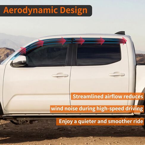 Window Rain Guards Compatible with Toyota Tacoma 2016-2023 Double Cab, 4PCS Outside Tape-On Mount Vent Deflectors Visors Accessories (Fit for Tacoma 2016-2023 Double Cab) in Kuwait