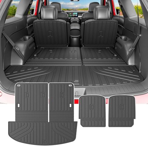 powoq 7 مقاعد سجادة شحن الوقود متوافقة مع 2026 Palisade Cargo Liner TPE Trunk Mat Backrest Trunk Liner 2nd Back Seat Protector استبدال لـ 2026 Palisade Accessories in Kuwait