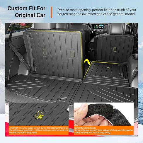 powoq 7 مقاعد سجادة شحن الوقود متوافقة مع 2026 Palisade Cargo Liner TPE Trunk Mat Backrest Trunk Liner 2nd Back Seat Protector استبدال لـ 2026 Palisade Accessories in Kuwait