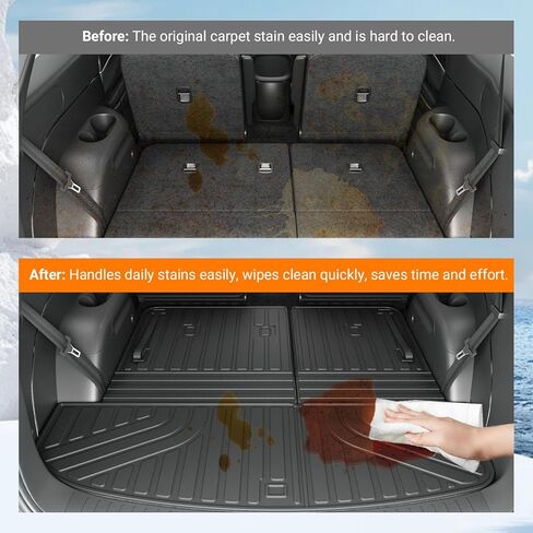 powoq 7 مقاعد سجادة شحن الوقود متوافقة مع 2026 Palisade Cargo Liner TPE Trunk Mat Backrest Trunk Liner 2nd Back Seat Protector استبدال لـ 2026 Palisade Accessories in Kuwait
