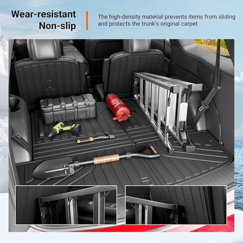 powoq 7 مقاعد سجادة شحن الوقود متوافقة مع 2026 Palisade Cargo Liner TPE Trunk Mat Backrest Trunk Liner 2nd Back Seat Protector استبدال لـ 2026 Palisade Accessories in Kuwait