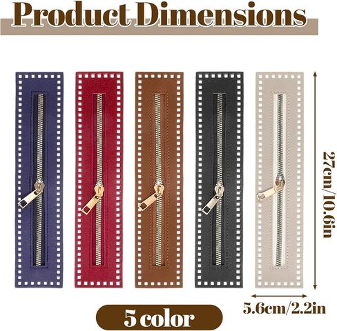 5 PCS Crochet Zipper with Holes, Multicolor Heavy Duty Zippers for Sewing, Simple Beautiful Zippers for Crochet Bags DIY Purse Handicraft Sewing in Kuwait